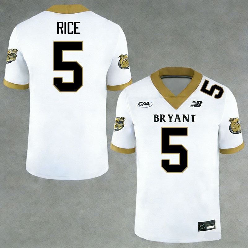 Bryant Bulldogs #5 Lonnie Rice College Football Jerseys,Uniforms-White